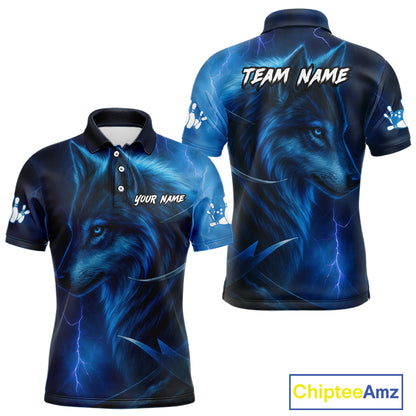 Blue Wolf Bowling Shirts for Team Men Women Custom Wolf Bowling Jerseys for Couples MBL199