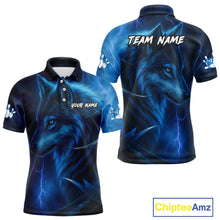 Load image into Gallery viewer, Blue Wolf Bowling Shirts for Team Men Women Custom Wolf Bowling Jerseys for Couples MBL199