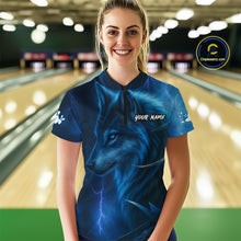 Load image into Gallery viewer, Blue Wolf Bowling Shirts for Team Men Women Custom Wolf Bowling Jerseys for Couples MBL199