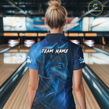Load image into Gallery viewer, Blue Wolf Bowling Shirts for Team Men Women Custom Wolf Bowling Jerseys for Couples MBL199