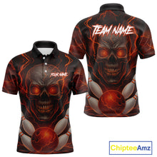 Load image into Gallery viewer, Orange Bowling Shirts for Team Women Men Custom Skull Bowling Jerseys for Couples MBL207