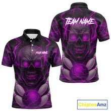 Load image into Gallery viewer, Pink Bowling Shirts for Team Women Men Custom Skull Bowling Jerseys for Couples MBL207