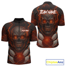 Load image into Gallery viewer, Orange Bowling Shirts for Team Women Men Custom Skull Bowling Jerseys for Couples MBL207