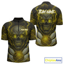 Load image into Gallery viewer, Yellow Bowling Shirts for Team Women Men Custom Skull Bowling Jerseys for Couples MBL207