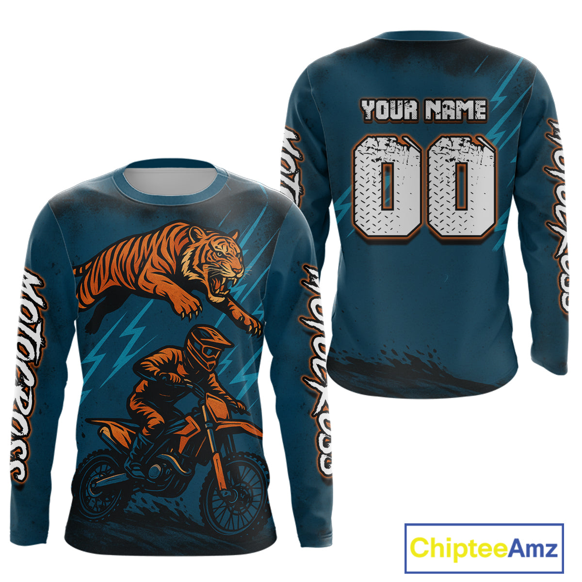 Tiger Motocross Jersey Custom Blue Dirt Bike Shirts for Men Kid Women Racing Jersey XM410
