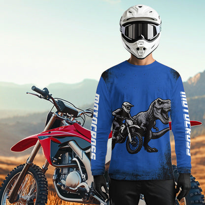 Blue Dinosaur Motocross Jersey Custom Dirt Bike Shirt Men Kid Women Racing Jersey XM411