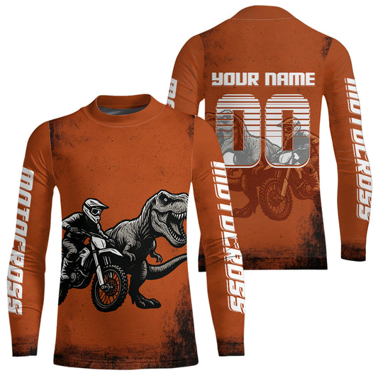 Orange Dinosaur Motocross Jersey Custom Dirt Bike Shirt Men Kid Women Racing Jersey XM411
