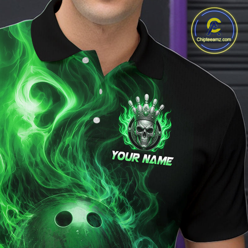 Black polo shirt with green smoke design and skull logo, featuring 'Chipteeamz.com' logo.