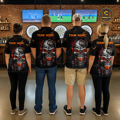 Custom Thunder Skull Darts Board Dart Shirts for Women Darts Team Jerseys Polo & 1/4 Zip NNT134