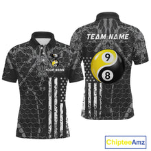 Load image into Gallery viewer, Custom US Eagle 8 9 Ball Yin Yang Billiard Shirts for Men Billiard Team Shirts Billiard League Polo &amp; 1/4 Zip NNT91