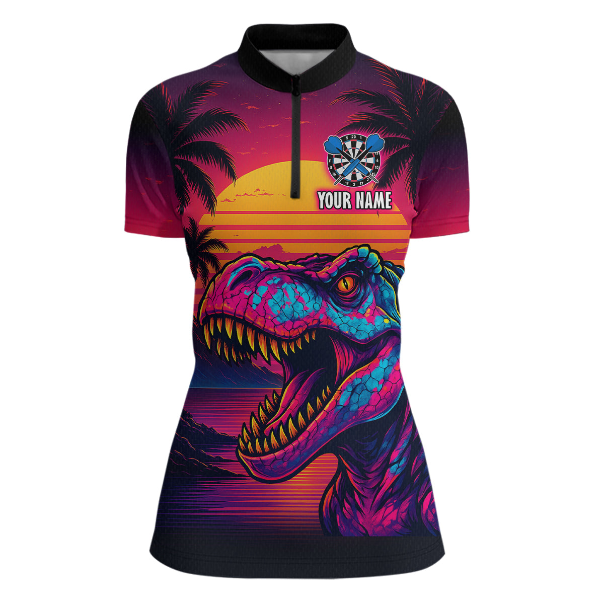 Custom Neon Dinosaur Dart Shirts For Women Dart Board Gifts Darts Team Jerseys Dart League NNT161