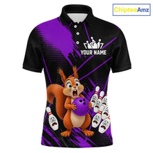 Load image into Gallery viewer, Custom Purple Squirrel Bowling Jersey for Men Bowling Team Shirts Bowling Polo &amp; 1/4 Zip HNT301