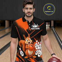 Load image into Gallery viewer, Custom Orange Squirrel Bowling Jersey for Men Bowling Team Shirts Bowling Polo &amp; 1/4 Zip HNT301
