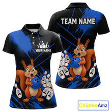 Load image into Gallery viewer, Custom Blue Squirrel Bowling Jersey for Women Bowling Team Shirts Bowling Polo &amp; 1/4 Zip HNT301