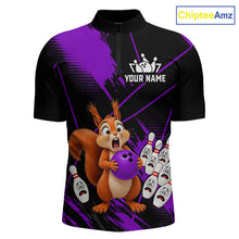 Load image into Gallery viewer, Custom Purple Squirrel Bowling Jersey for Men Bowling Team Shirts Bowling Polo &amp; 1/4 Zip HNT301
