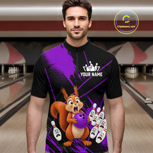 Load image into Gallery viewer, Custom Purple Squirrel Bowling Jersey for Men Bowling Team Shirts Bowling Polo &amp; 1/4 Zip HNT301