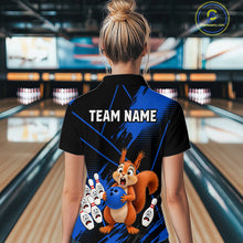 Load image into Gallery viewer, Custom Blue Squirrel Bowling Jersey for Women Bowling Team Shirts Bowling Polo &amp; 1/4 Zip HNT301