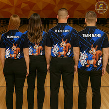 Load image into Gallery viewer, Custom Blue Squirrel Bowling Jersey for Women Bowling Team Shirts Bowling Polo &amp; 1/4 Zip HNT301