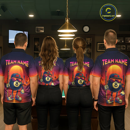 Custom Funny 8 Ball Retro Billiard Shirts for Women Billiard Team Shirts Polo & 1/4 Zip NNT93