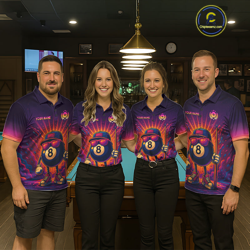 8 Ball Billiard Shirts for Men Retro Custom Billiard Team Shirts Billiard League Polo & 1/4 Zip NNT98