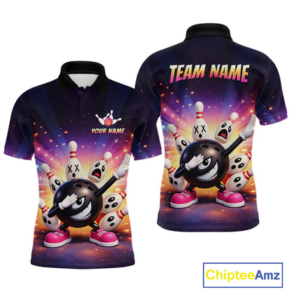 Custom Galaxy Funny Bowling Jersey for Men Bowling Tournament Polo & 1/4 Zip Bowling Team Shirts HNT217