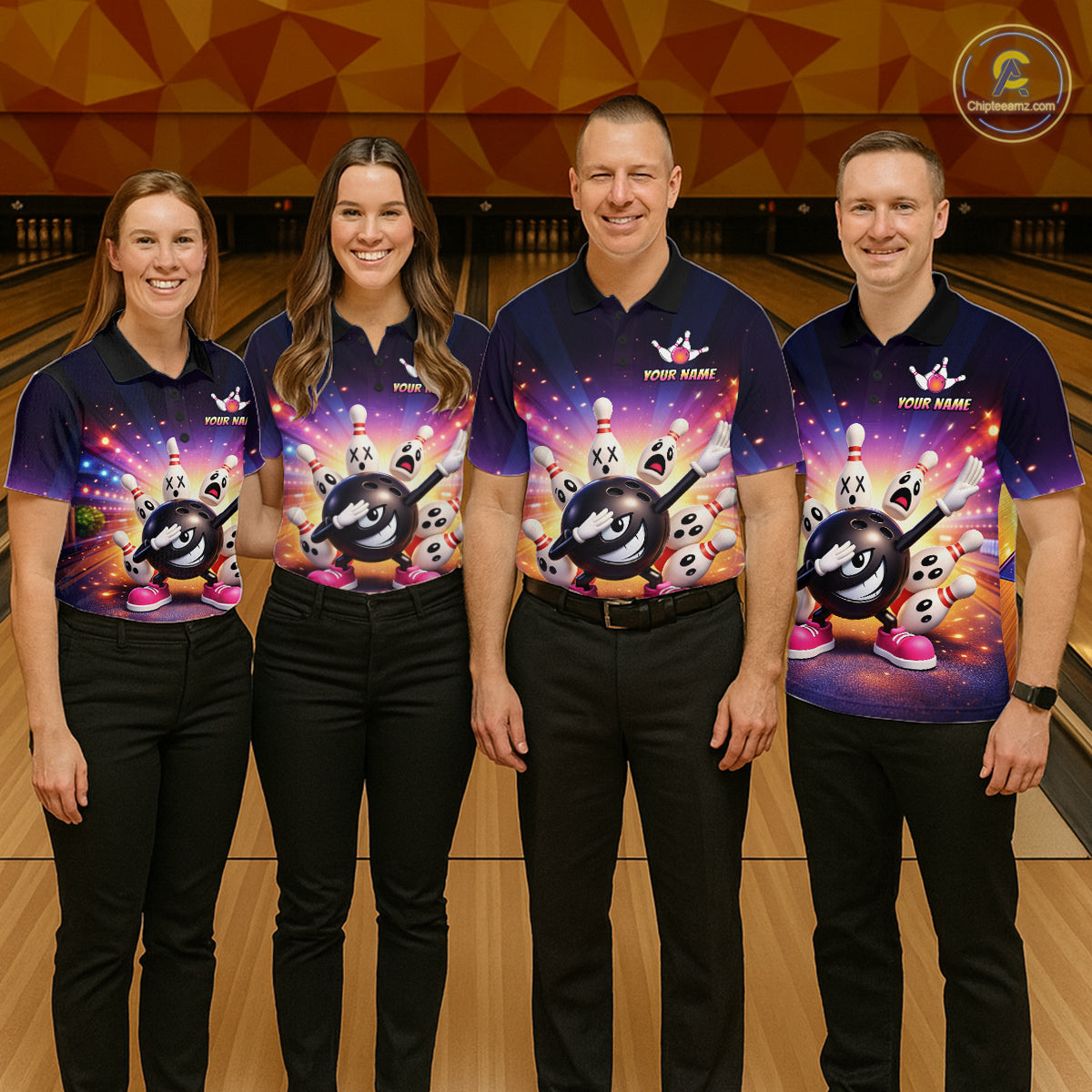 Custom Galaxy Funny Bowling Jersey for Men Bowling Tournament Polo & 1/4 Zip Bowling Team Shirts HNT217