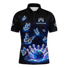 Load image into Gallery viewer, Custom Galaxy Butterflies Bowling Jersey for Men Bowling Tournament Polo &amp; 1/4 Zip Bowling Team Shirts HNT211