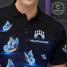 Load image into Gallery viewer, Custom Galaxy Butterflies Bowling Jersey for Men Bowling Tournament Polo &amp; 1/4 Zip Bowling Team Shirts HNT211