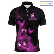 Load image into Gallery viewer, Custom Pink Butterfly Galaxy Bowling Jersey for Men Bowling Team Shirts Bowling League HNT310