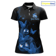 Load image into Gallery viewer, Custom Blue Butterfly Galaxy Bowling Jersey for Women Bowling Team Shirts Bowling League HNT310