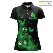 Load image into Gallery viewer, Custom Green Butterfly Galaxy Bowling Jersey for Women Bowling Team Shirts Bowling League HNT310