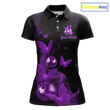 Load image into Gallery viewer, Custom Purple Butterfly Galaxy Bowling Jersey for Women Bowling Team Shirts Bowling League HNT310
