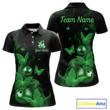 Load image into Gallery viewer, Custom Green Butterfly Galaxy Bowling Jersey for Women Bowling Team Shirts Bowling League HNT310