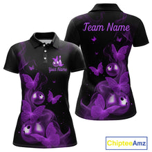Load image into Gallery viewer, Custom Purple Butterfly Galaxy Bowling Jersey for Women Bowling Team Shirts Bowling League HNT310