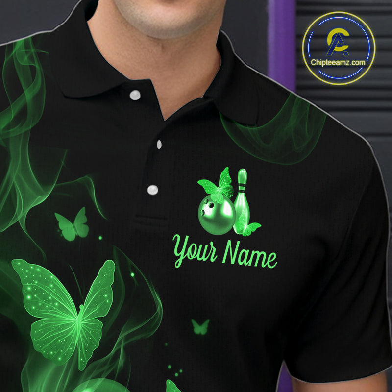 Custom Green Butterfly Galaxy Bowling Jersey for Men Bowling Team Shirts Bowling League HNT310