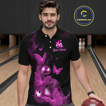 Load image into Gallery viewer, Custom Pink Butterfly Galaxy Bowling Jersey for Men Bowling Team Shirts Bowling League HNT310