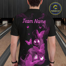Load image into Gallery viewer, Custom Pink Butterfly Galaxy Bowling Jersey for Men Bowling Team Shirts Bowling League HNT310