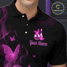 Load image into Gallery viewer, Custom Pink Butterfly Galaxy Bowling Jersey for Men Bowling Team Shirts Bowling League HNT310
