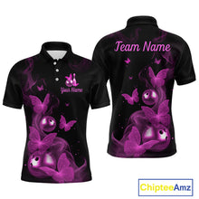 Load image into Gallery viewer, Custom Pink Butterfly Galaxy Bowling Jersey for Men Bowling Team Shirts Bowling League HNT310