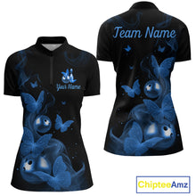 Load image into Gallery viewer, Custom Blue Butterfly Galaxy Bowling Jersey for Women Bowling Team Shirts Bowling League HNT310