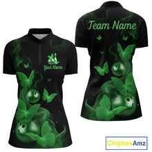 Load image into Gallery viewer, Custom Green Butterfly Galaxy Bowling Jersey for Women Bowling Team Shirts Bowling League HNT310