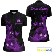 Load image into Gallery viewer, Custom Purple Butterfly Galaxy Bowling Jersey for Women Bowling Team Shirts Bowling League HNT310