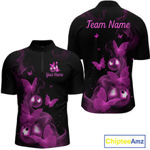 Load image into Gallery viewer, Custom Pink Butterfly Galaxy Bowling Jersey for Men Bowling Team Shirts Bowling League HNT310