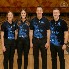 Load image into Gallery viewer, Custom Blue Butterfly Galaxy Bowling Jersey for Women Bowling Team Shirts Bowling League HNT310