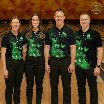 Custom Green Butterfly Galaxy Bowling Jersey for Men Bowling Team Shirts Bowling League HNT310