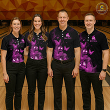 Load image into Gallery viewer, Custom Pink Butterfly Galaxy Bowling Jersey for Women Bowling Team Shirts Bowling League HNT310