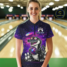 Load image into Gallery viewer, Custom Funny Galaxy Alligator Bowling Jersey for Women Bowling Tournament Polo &amp; 1/4 Zip Bowling Team Shirts HNT218