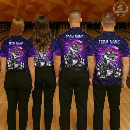 Custom Funny Galaxy Alligator Bowling Jersey for Men Bowling Tournament Polo & 1/4 Zip Bowling Team Shirts HNT218