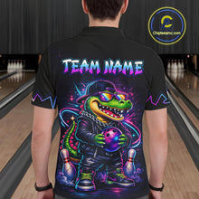 Load image into Gallery viewer, Custom Neon Funny Alligator Bowling Jersey for Men Bowling Tournament Polo &amp; 1/4 Zip Bowling Team Shirts HNT219