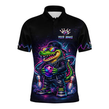 Load image into Gallery viewer, Custom Neon Funny Alligator Bowling Jersey for Men Bowling Tournament Polo &amp; 1/4 Zip Bowling Team Shirts HNT219